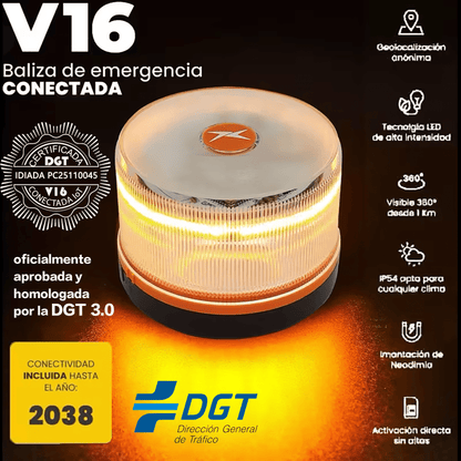 Baliza de Emergencia V16 Homologada – Conexión DGT 3.0 | Seguridad Obligatoria en Carretera